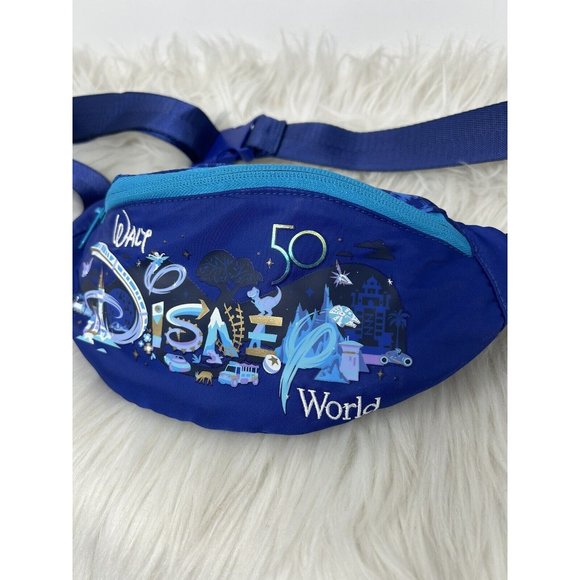 Disney 50th Belt Bag Hip Shoulder Waist Fanny Pack Blue WDW Anniversary - Picture 2 of 5